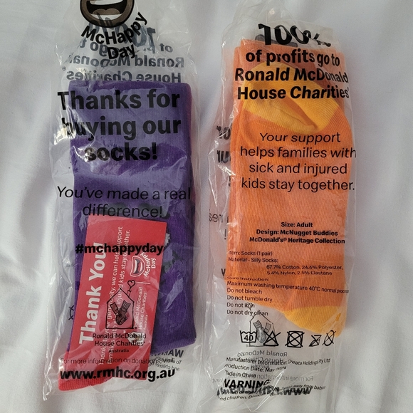 Australia EXCLUSIVE McDonald's McHappy Grimace McNugget Adult Sock Set NWT - Picture 4 of 6